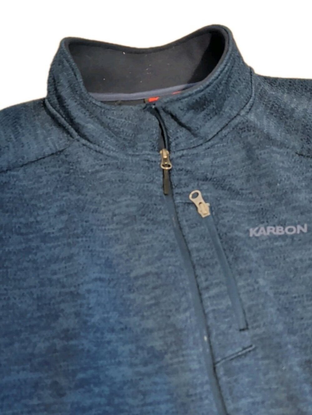 KARBON Full Zip Sweater Mens Fleece Jacket Blue Softshell Heathered Textured XXL - Picture 3 of 8